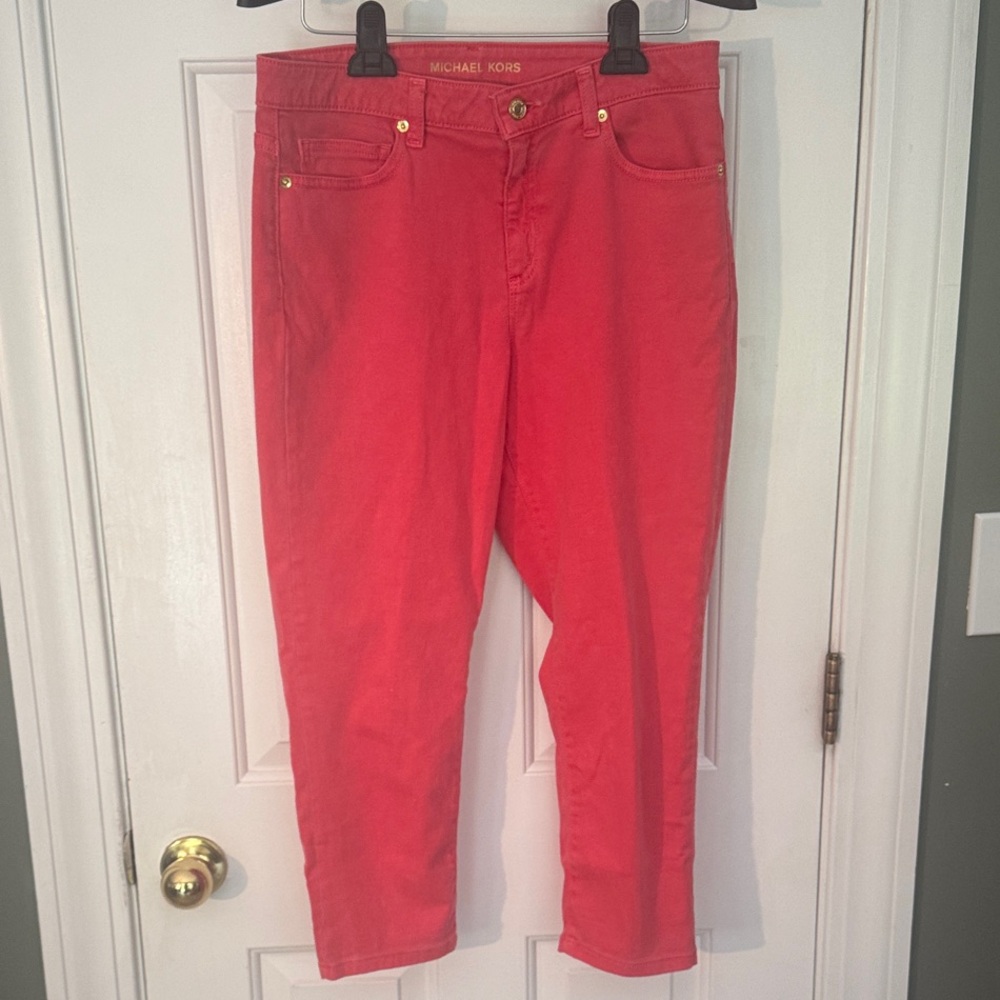 Michael Kors 10 Women's Nantucket Red Izzy Cropped Jeans